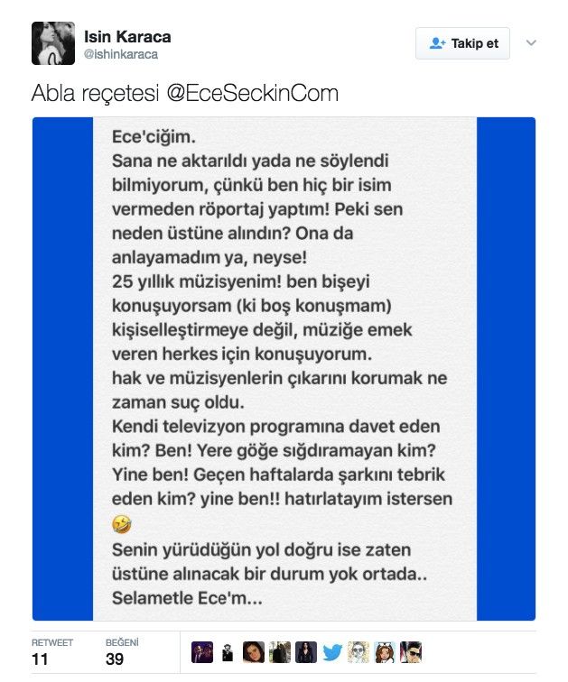 Işın Karaca ile Ece Seçkin'in "Emek Hırsızlığı" Tartışması