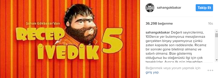 Şahan Gökbakar'dan Recep İvedik Uyarısı