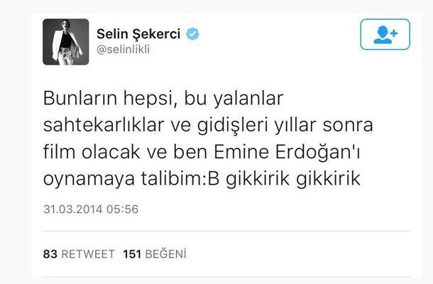 İşte Selin Şekerci'nin 2017 Yılında Emine Erdoğan İle İlgili Attığı Tweet!