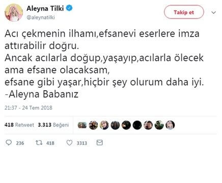 Aleyna Tilki'nin attığı tweet olay yarattı