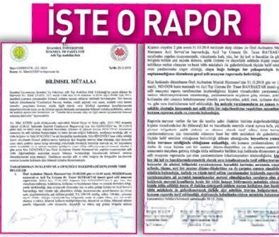 İstanbul Üniversitesi Tıp Fakültesi Adli Tıp Anabilim Dalı Uzmanlarının Raporu