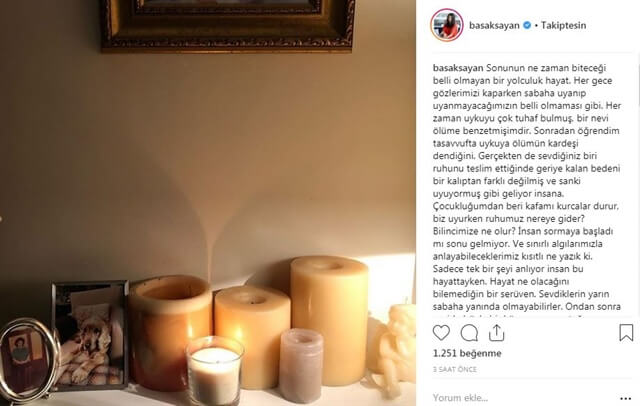 Başak Sayan'ın Instagram Paylaşımı