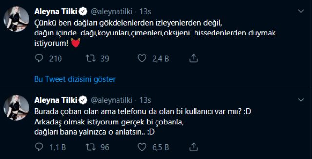 Aleyna Tilki'den Şaşırtan Paylaşım