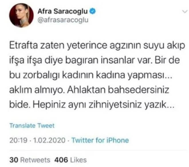 Afra Saraçoğlu'ndan Aslı Bekiroğlu'na Destek