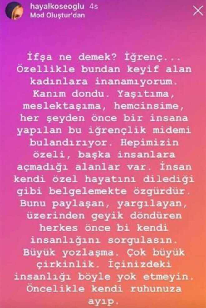 Hayal Köseoğlu'ndan Aslı Bekiroğlu'na Destek