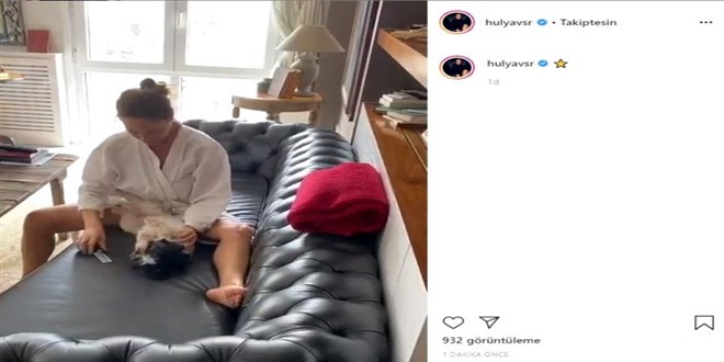 Hülya Avşar, Instagram hesabından bornozlu haliyle video paylaşt