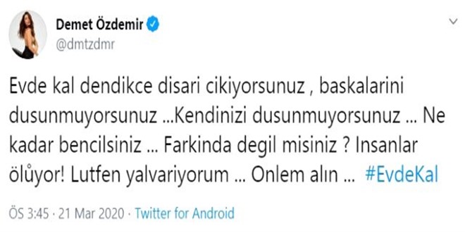 Oyuncu Demet Özdemir, yasaklara rağmen dışarı çıkanlara isyan etti: Yalvarıyorum önlem alın