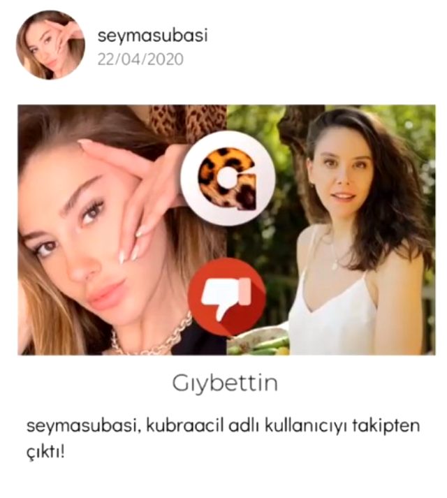 Şeyma Subaşı ablasını takipten çıkardı.