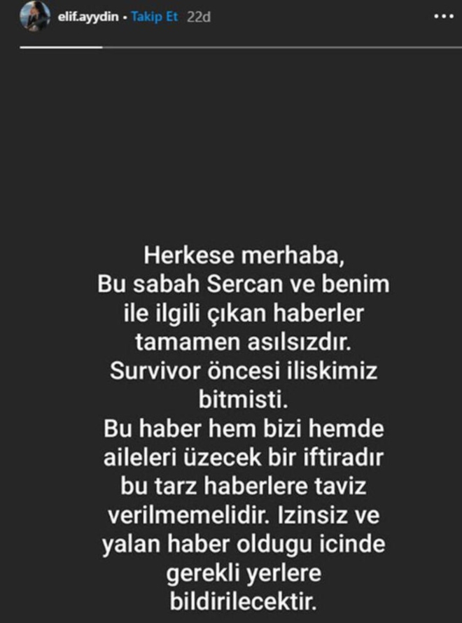 Elif Aydın Açıklama Yaptı