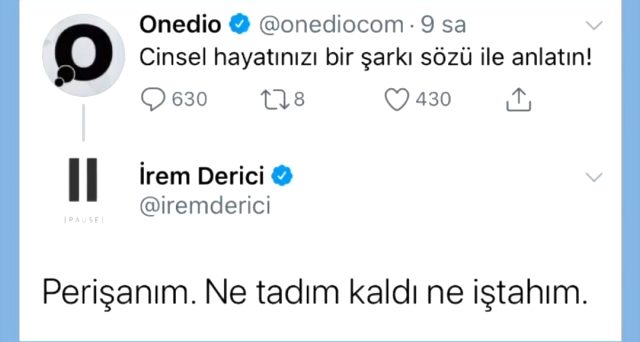 İrem Derici'den Şarkı Sözüyle Cinsel Hayat Tarifi