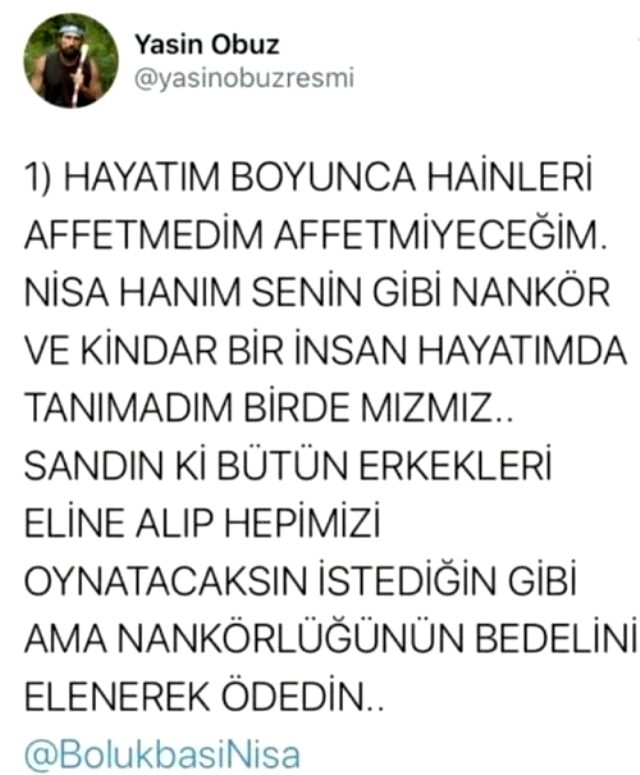 İşte Yasin Obuz'un Nisa Hakkındaki Şok Sözleri