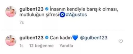 Gülben Ergen'in Gerçek Hesabında Kalarak Yazdığı Fake Yorumları
