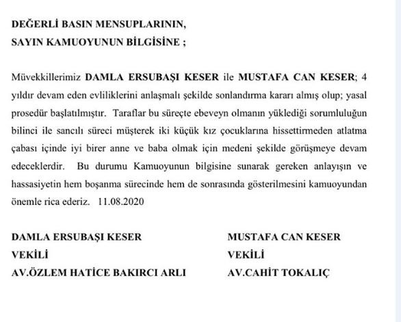 Damla Ersubaşı'nın Kamuoyu Açıklaması