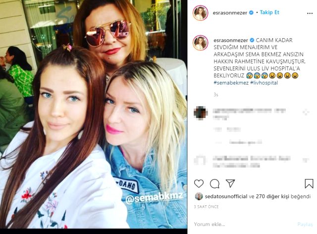 Esra Sönmezer'in Sema Bekmez Paylaşımı