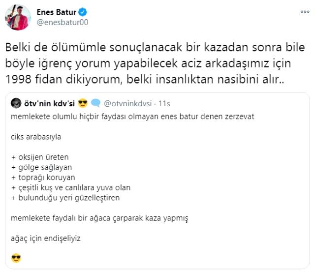Enes Batur'dan Kazası Hakkında Kötü Yorum Yapan Takipçisine Sert Yanıt