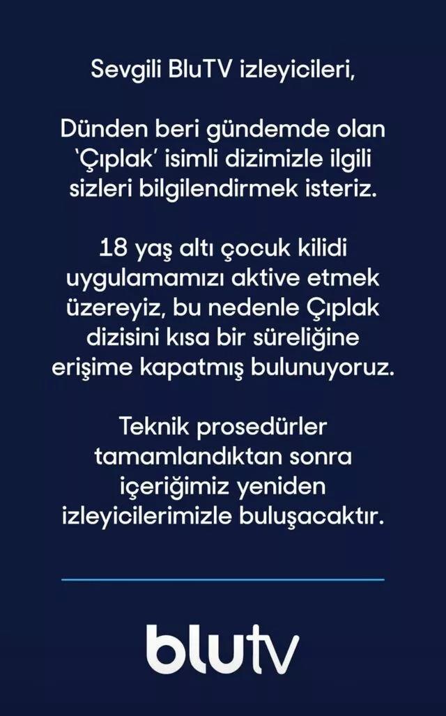 Çıplak Dizisinden Gelen Açıklama