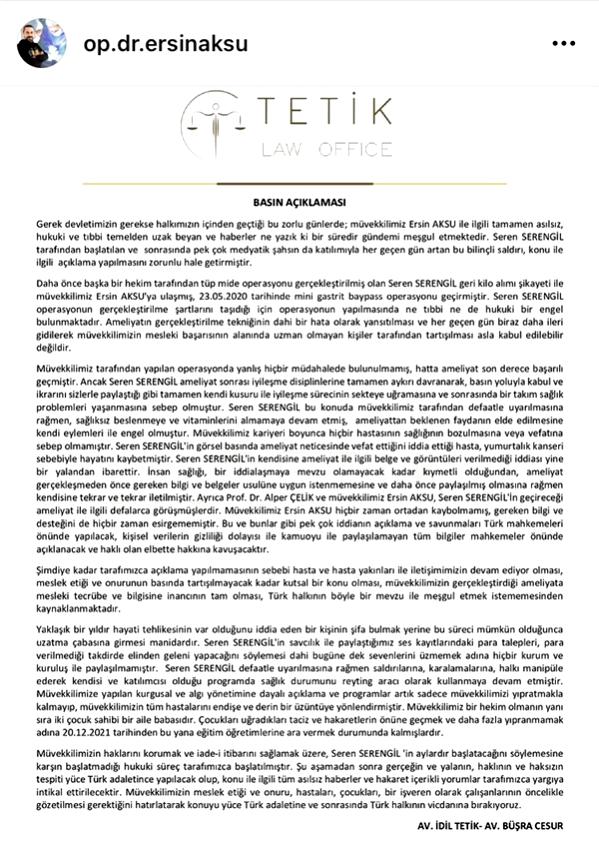 Ersin Aksu 'nun Basın Açıklaması