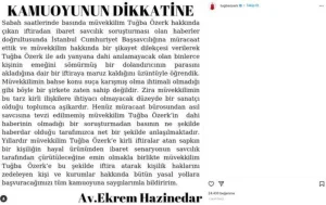 Tuğba Özerk Tosuncuk Açıklama;