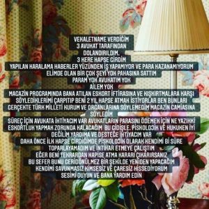 Aygün Aydın' ın Olay Olan Açıklaması;