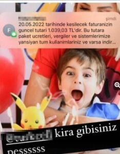 Ece Erken 'in Fatura Paylaşımı