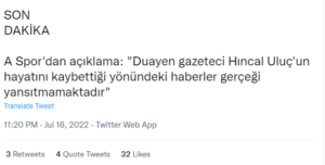 A Spor Hıncal Uluç Açıklama