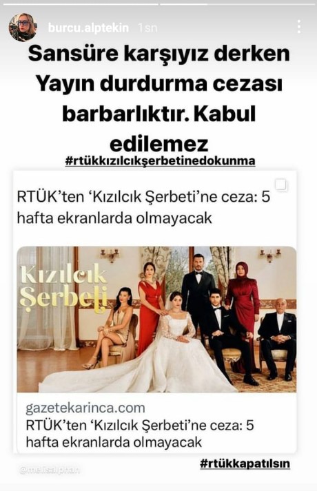 Yalı Çapkını oyuncuları RTÜK' ün Kızılcık Şerbeti'ne verdiği cezaya sessiz kalmadı