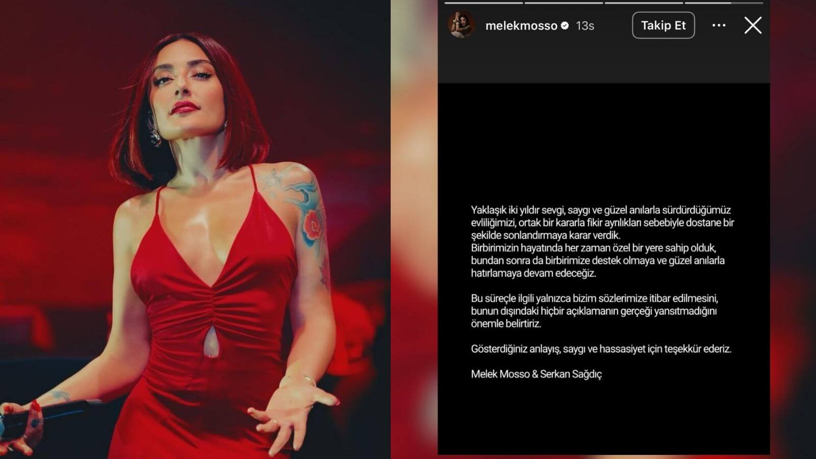 Melek Mosso ve Serkan Sağdıç Arasında Dostane Veda