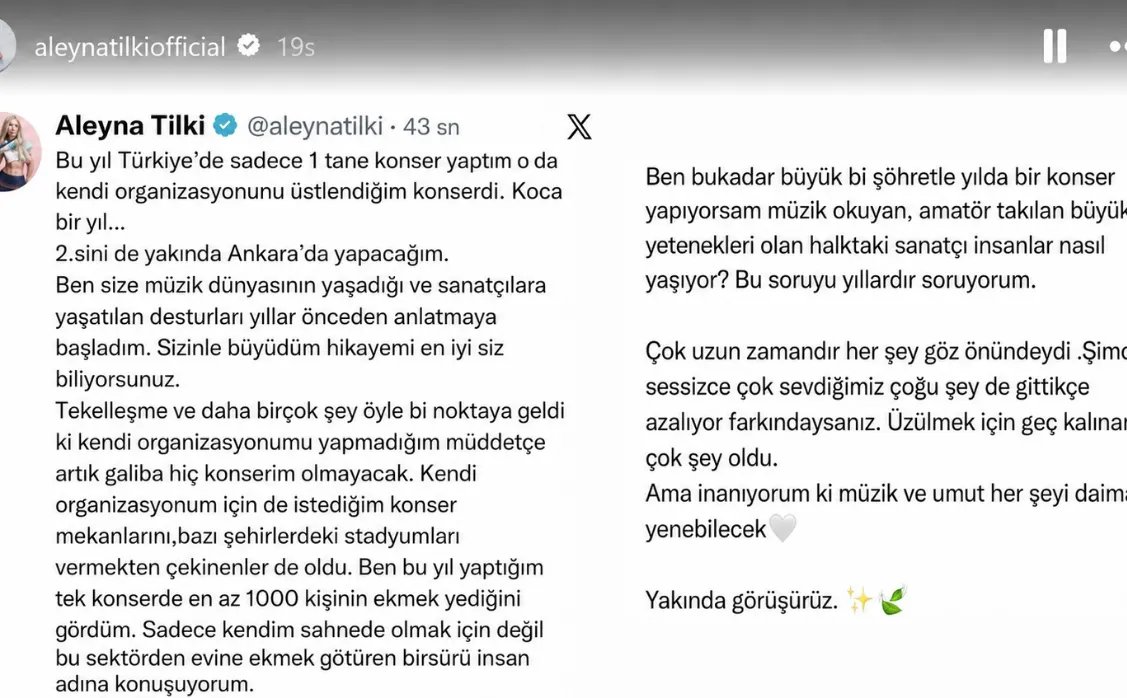 Aleyna Tilki İsyan Etti: "Artık Galiba Hiç Konserim Olmayacak!"