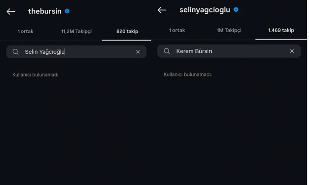 Kerem Bürsin ile Selin Yağcıoğlu Takipleşmeyi Bıraktı
