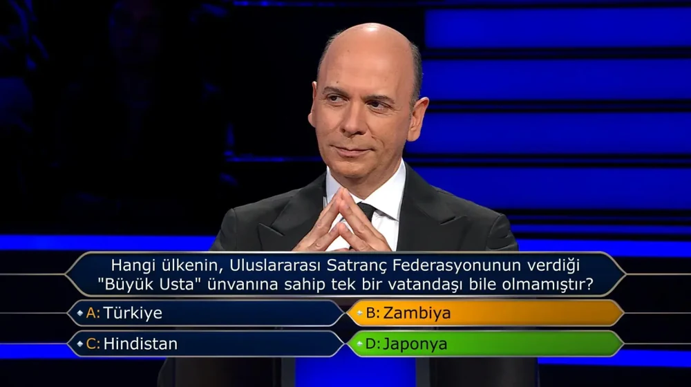 Kim Milyoner Olmak İster 1 milyonluk satranç sorusu ve doğru cevap Japonya